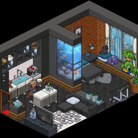 Minecraft Hotel Room, Tuber Simulator, Habbo Hotel, 3d Pokemon, Pixel Art Tutorial, Cool Pixel Art, House Construction Plan, Model House Plan, Isometric Art