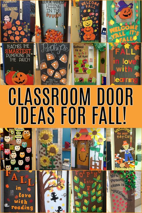 Looking for some creative inspiration for your fall classroom door ideas? Give one of these fun and simple fall themes a try. Fall Inspired Classroom Door, Window Decoration Ideas For School Fall, Classroom Door Decorations For Fall, Class Door Fall Decor, Candy Corn Door Decorations Classroom, Fall Thanksgiving Classroom Door, Fall Door Designs Daycare, Creative Fall Door Decorations, Science Fall Door Decorations Classroom