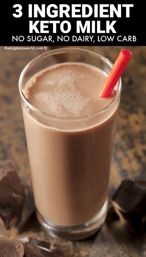 Sugar Free Chocolate Milk, Healthy Chocolate Milk, Almond Milk Drinks, Chocolate Shake Recipe, Keto Milk, Sugar Free Smoothies, Keto Milkshake, Milk Chocolate Recipes, Chocolate Almond Milk