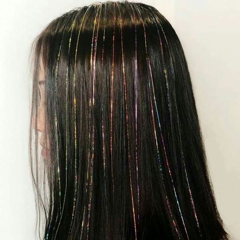 Glamorous Glitter Hair for a Magical Look Hair With Glitter Extensions, Hair With Glitter, Glitter Extensions, Glitter Hair Extensions, Bloom Party, Hair Designs For Girls, Tinsel Hair, Hair Glue, Types Of Hair Extensions