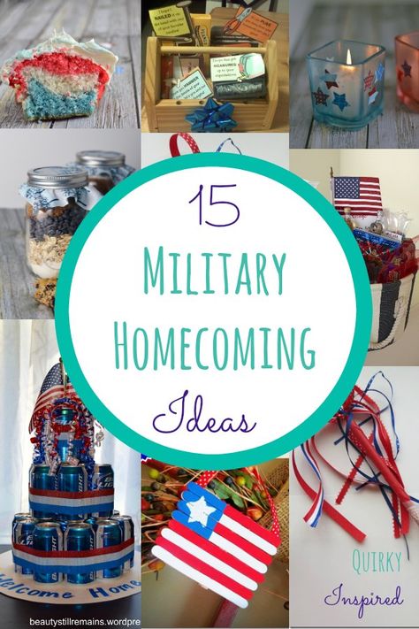 Pin these military homecoming ideas and learn more about Marie Callender's special welcoming home one special US troop Military Homecoming Ideas, Welcome Home Gift Ideas, Welcome Home Boyfriend, Welcome Home Son, Homecoming Gifts, Welcome Home Basket, Soldier Homecoming, Deployment Party, Military Welcome Home