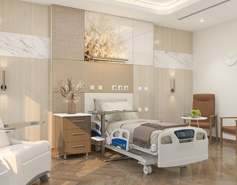 HOSPITAL ROOM DESIGN DETAILS THAT HELP PATIENTS :: Behance Ward Room, Hospital Design Architecture, Healthcare Interior Design, Modern Hospital, Materials Board Interior Design, Hospital Architecture, Healthcare Architecture, Hospital Interior, Vip Room