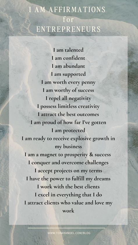 I am positive affirmations for entrepreneurs and business owners. Daily Affirmations Success, Business Prayer, Spiritual Prayers, I Am Affirmations, Gratitude Affirmations, Affirmations For Women, Success Affirmations, Morning Affirmations, Woman Business Owner