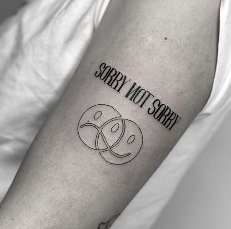 #minimalisttattooideas #inkdrawing #tattooideas #tattooink Solitary Tatoos, Sorry Tattoo Design, Definitely Maybe Tattoo Oasis, Sorry Not Sorry, Tattoos