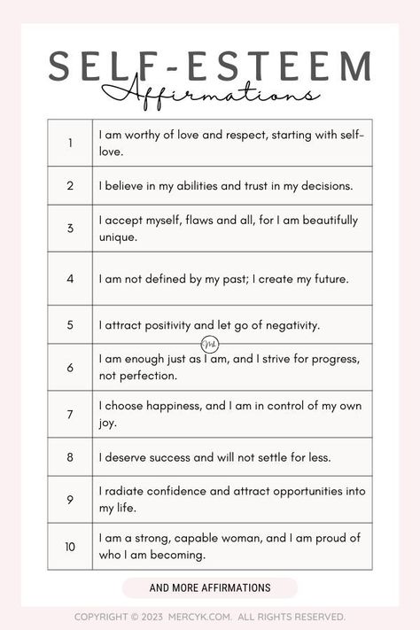 Self esteem affirmations pdf