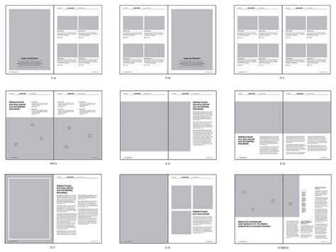 A3 Design Layout, Grid Layouts Design, Product Guide Design Layout, Portfolio Grid Layout, Indesign Grid Layout, Brochure Grid Layout, Indesign Document Layout, Horizontal Page Layout Design, Catalog Layout Design Inspiration