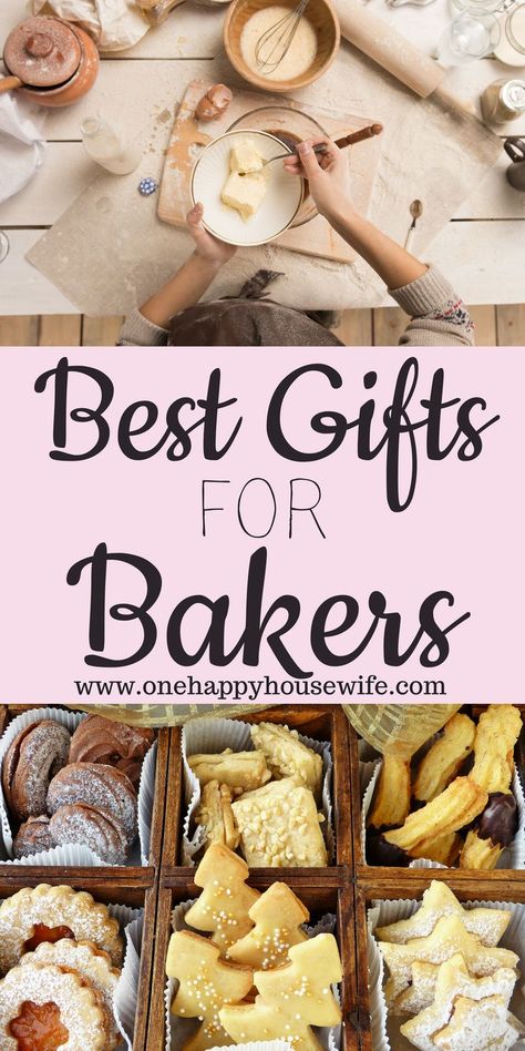 These gifts are sure to put a smile on that special baker in your life! Christmad Gifts, Baking Gift Basket, Gifts For Bakers, Baking Basket, Baker Gifts, Cookie Gift Baskets, Opening A Bakery, Happy Housewife, Baking Items