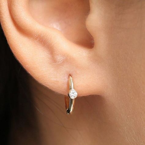 Solitaire Diamond Earrings, Bezel Set Earrings, Diamond Solitaire Earrings, Gold Diamond Hoop Earrings, Huggie Earrings Gold, Ear Jacket Earring, Solitaire Earrings, Moissanite Earrings, Bezel Set Diamond