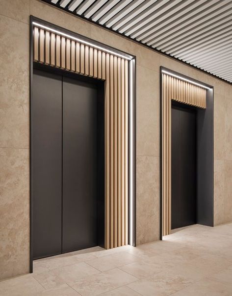 180 N LaSalle — OKW Architects Lobby Design Residential, Building Lobby Design, Lift Lobby Design, Elevator Lobby Design, Residential Lobby, Elevator Interior, Elevator Lobby, Lobby Interior Design, Elevator Design