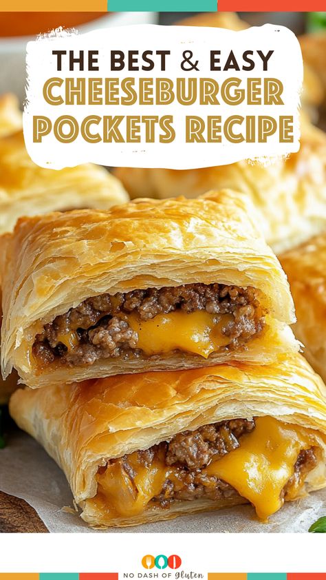 Love cheeseburgers? Try these Cheeseburger Pockets! They’re stuffed with seasoned beef and melty cheese, wrapped in flaky crescent rolls, and baked to perfection. Perfect for a quick family meal or a fun snack. Ready in just 30 minutes! Pin this recipe now and enjoy a delicious, easy-to-make meal that everyone will love! Click through for the full recipe! Cheese Burger Pie Crescent Rolls, Crescent Roll And Hamburger Meat Recipes, Crescent Hamburger Recipes, Crescent Roll Burgers, Ground Beef Pillsbury Recipes, Dinner With Ground Beef And Crescent Rolls, Meals That Use Ground Beef, Easy Crescent Roll Dinner Recipes, Food To Make With Crescent Rolls