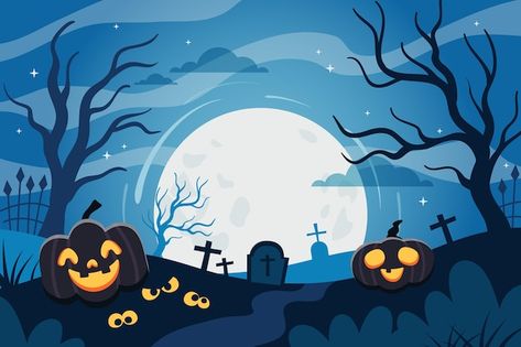 Free vector hand drawn flat halloween ba... | Free Vector #Freepik #freevector #halloween-wallpaper #halloween-background #halloween #spooky-background Halloween Vector Illustration, Halloween Design Illustration, Halloween Pc Wallpaper, Fundo Halloween, Ide Halloween, Halloween Cartoon Art, Ghost Animation, Halloween Backgrounds Wallpapers, Banner Reference