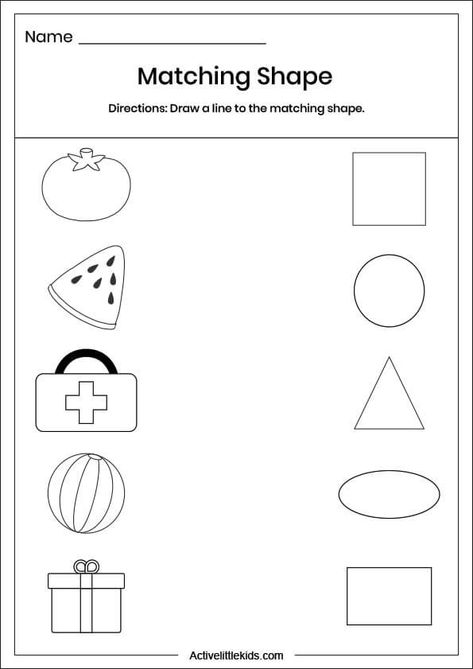 Shapes Worksheets For Kindergarten, Kindergarten Shapes, Shape Worksheet, Shape Worksheets For Preschool, Shapes Lessons, Shapes Worksheet Kindergarten, Shape Activities Preschool, Shape Tracing Worksheets, Shapes Kindergarten