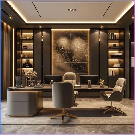 Luxury Modern Office Design, Classic Office Design Luxury, Ceo Office Design Luxury Modern, Ceo Office Design Luxury, Boss Office Interior Design, Interior Bloxburg, Luxury Office Design, Executive Office Design Interior, Office Interior Design Luxury