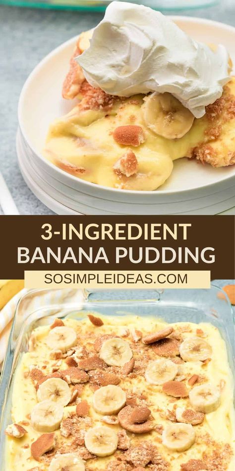 3 Ingredient Banana Pudding Simple Summer Desserts, Blueberry Bake, Healthy Banana Pudding, Summer Desserts Easy No Bake, Banana Pudding Ingredients, Desserts Easy No Bake, Easy Banana Pudding Recipe, Oreo Torte, Cheap Desserts