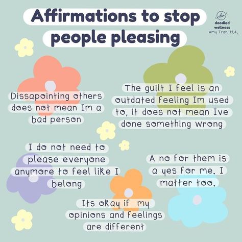 Amy Tran | M.A. Clinical Psychology on Instagram: "Drop a 💜💜 to affirm these. ⁣ ⁣ When we stop people pleasing. We are really choosing to put ourselves first. When other people become defensive or angry at you when you start to change your people pleasing tendencies - it may be because they benefited from your people pleasing. ⁣ ⁣ Take audit of your relationships - what is draining you emotionally? Who can support you on your journey to honour yourself again? ⁣ ⁣ ✨ P.S My best selling new book Stop People Pleasing, Healthy Thoughts, Healing Journaling, People Pleasing, Low Mood, People Pleaser, Clinical Psychology, Writing Therapy, Emotional Awareness