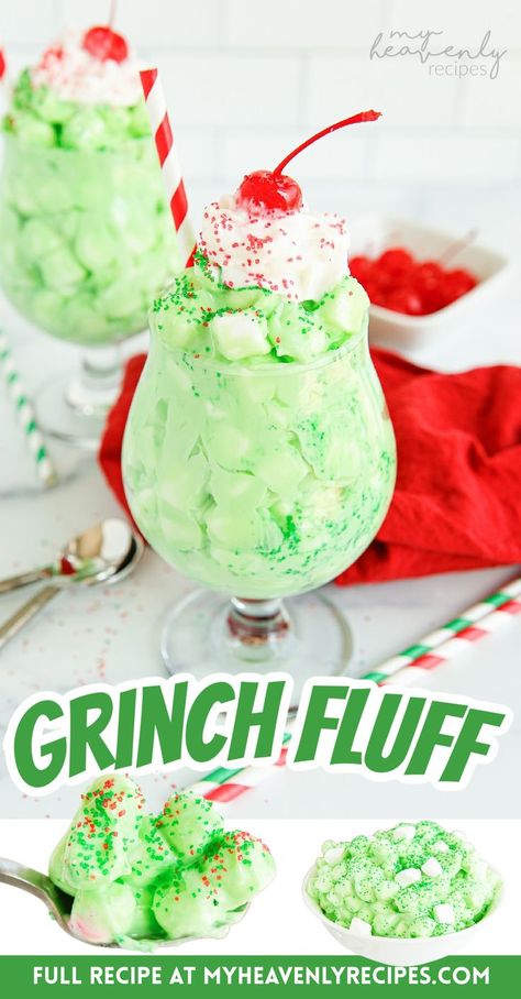 Christmas Desserts Grinch, Grinch Christmas Party Ideas, Green Fluff, My Heavenly Recipes, Heavenly Recipes, Christmas Party Ideas, Best Christmas Desserts, Grinch Christmas Party, Christmas Salads