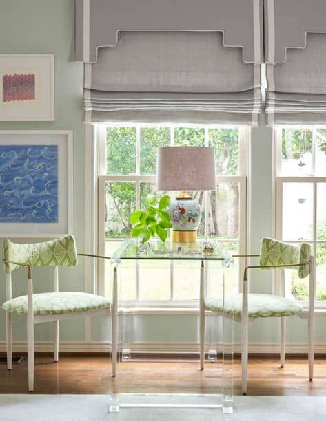 Designer Story: The Art Inspired World of Collins Interiors Roman Blinds For Windows, Collins Interiors, Pretty Workspace, Southern Homes, Roman Shade, Retirement Community, Modern And Antique, Roman Blinds, Blinds For Windows