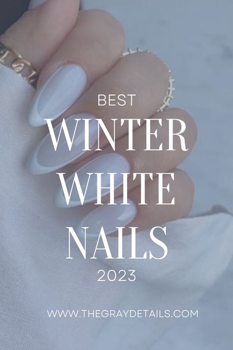 35+ Winter White Nails - the gray details | Lifestyle Blog White On White Ombre Nails, White Satin Nails, White Ballerina Nails Design, Velvet Nails White, Cream Holiday Nails, White Holiday Nails Almond, Nails Inspiration December, White Nail Polish Ideas Classy, Shades Of White Nails