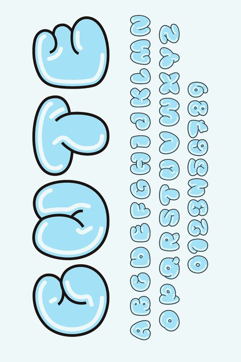 Bubble Fonts Typography Cartoon Bubble Letters, How To Draw Bubble Numbers, Graffiti Lettering Bubble, Bubble Fonts Alphabet, Bubble Graffiti Alphabet, Cute Bubble Letters, Bubble Words, Bubble Writing Font, Bubble Graffiti