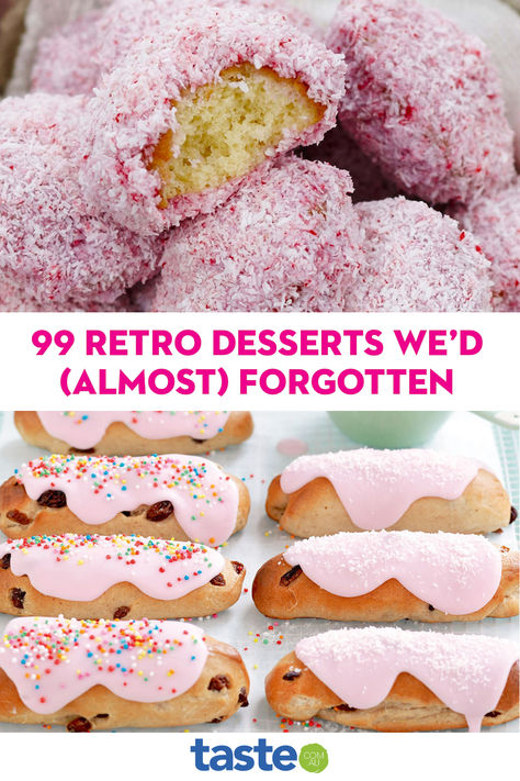 These old-school sweet treats take us back to our childhood: from traditional baked rice pudding to classic cobbler, apple crumble to old-fashioned bee stings – we’ll be passing these recipes down to our kids. Grandma Baking Recipes, Retro Baking Recipes, School Dessert Recipes, Old Fashioned Treats, Tea Cakes Old Fashioned British, Classic British Desserts, Old Baking Recipes, Crazy Baking Ideas, Old School Baking Recipes