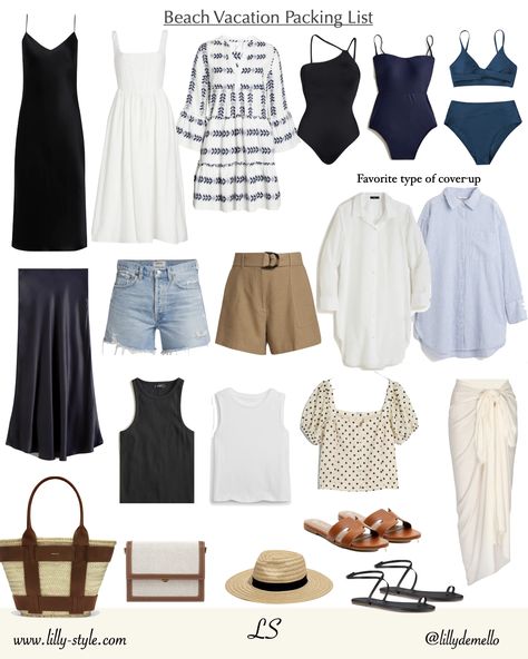 5 Days Beach Vacation Packing, Minimal Beach Vacation Outfits, Weekend Trip Carry On Packing, Tropical Wardrobe Capsule, Elegant Summer Beach Outfits, Beach Vacation Outfits Capsule, Minimalist Vacation Packing, Minimalist Packing For Beach Vacation, Summer Packing List 1 Week Beach