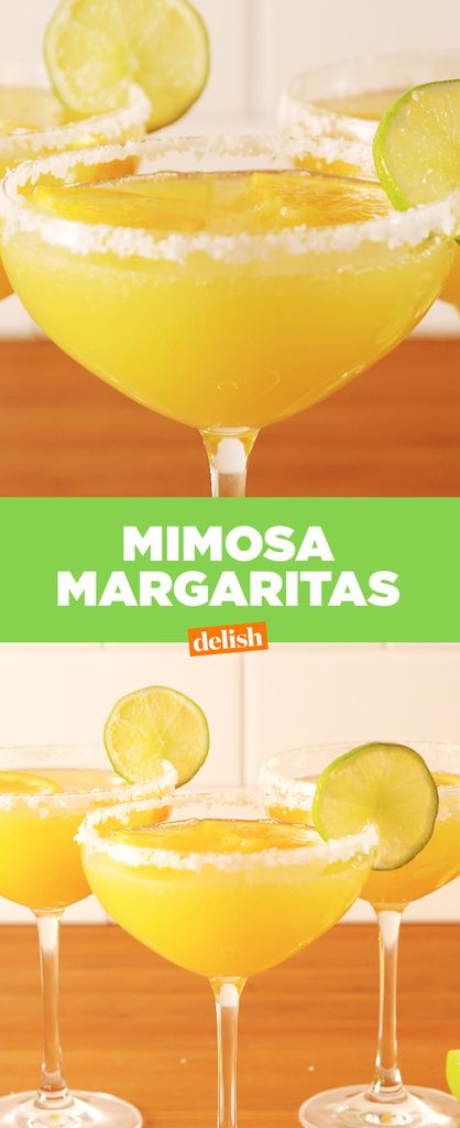 Mimosa Margaritas Are The Boozy Brunch Love Child You Need To Drink - Delish.com Mimosa Margarita Recipe, Breakfast Margarita Recipe, Mexican Mimosa Recipe, Margarita Mimosa Recipe, Mexican Brunch Drinks, Mexican Brunch Recipes, Brunch Margaritas, Mexican Mimosa, Mimosa Margarita