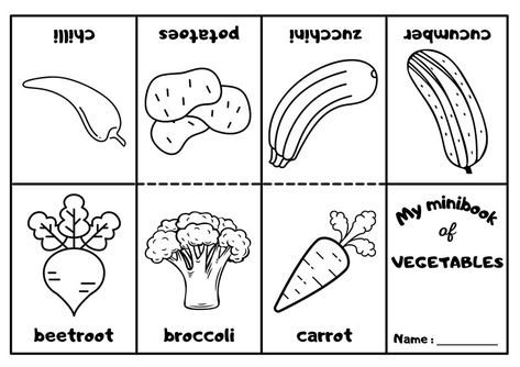 Preschool Vegetable Coloring Pages Vegetables Worksheets Preschool, Fruits And Vegetables Preschool Activity, Preschool Vegetable Activities, Vegetable Worksheets Preschool, Vegetables Worksheets For Kids, Vegetables Preschool, Mini Coloring Book, Vegetable Crafts, Vegetable Coloring Pages