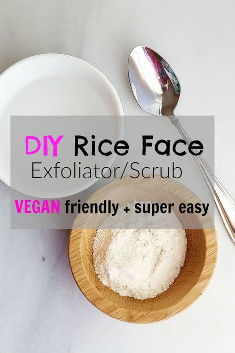 Exfoliator Diy, Diy Face Scrub, Face Exfoliator, Exfoliating Lip Scrub, Lip Scrub Diy, Rice Powder, Face Scrub Homemade, Diy Body Scrub, Homemade Facials