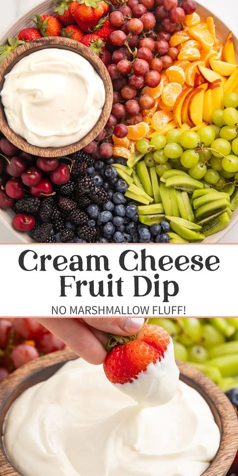 Cream Cheese Fruit Dip (No Marshmallow Fluff!) - 40 Aprons Cream Cheese Delight, Fruit Dip With Cream Cheese, Cream Cheese Fruit Dip Recipe, Easy Fruit Dip, Dip With Cream Cheese, Cream Cheese Fruit Dip, 40 Aprons, Fruit Dips Recipes, Quick Bites