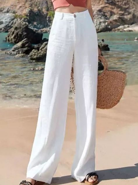 ecd62de20ea67e1c2d933d311b08178adesc50181614ri Cotton Linen Pants Women, Celana Fashion, White Wide Leg Pants, Cotton Linen Pants, Casual Wide Leg Pants, Wide Leg Linen Pants, Linnet, Linen Pants Women, Baggy Pants