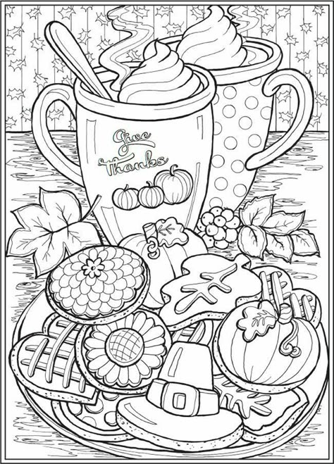 Dover Coloring Pages, Creative Haven Coloring Books, Witch Coloring Pages, Food Coloring Pages, Thanksgiving Coloring Pages, Dover Publications, Detailed Coloring Pages, Free Adult Coloring Pages, Fall Coloring Pages