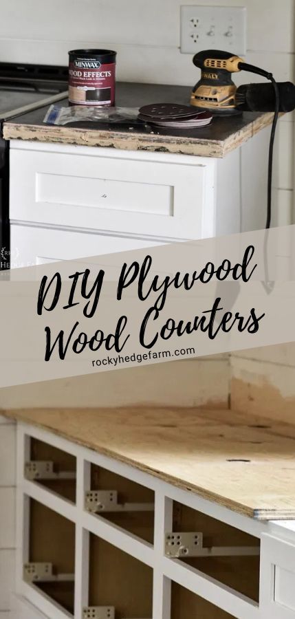 How to make DIY plywood countertops for the kitchen. Diy Wood Countertops Kitchen, Plywood Countertops, Diy Wooden Kitchen, Kitchen Counter Diy, Wooden Kitchen Island, Wooden Countertops Kitchen, Plywood Countertop, Farmhouse Kitchen Countertops, Diy Wood Countertops