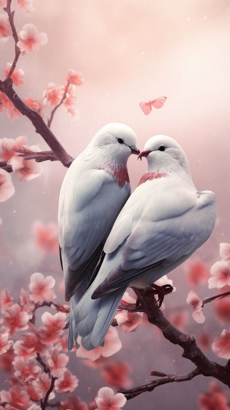 couple who show very close mutual love and concern. Love Birds Photography, Love Birds Wallpaper, Couple Birds, Birds Couple, Bird Couple, Love Profile Picture, Lotus Flower Wallpaper, Dove Painting, Dove Images