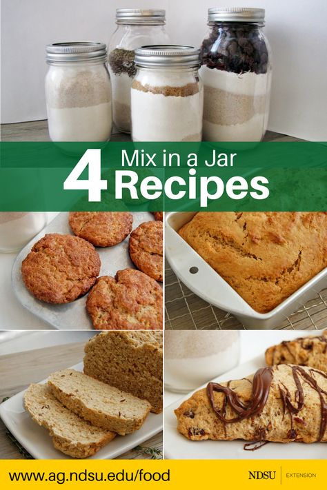 4 Quick Bread Mix in a Jar Recipes perfect for gift-giving or to have on hand in your pantry for a quick, easy and delicious treat. These DIY mixes are fun for kids and adults to make. You'll love the snickerdoodle muffins, peanut butter bread, herb bread and cherry chocolate scones.  #bakedgoods #DIY #gift #gifts #pantry #jarmix #muffin #bread #chocolate #scone #recipe #recipes Muffin Jar Recipes, Muffin In A Jar Recipe, Quick Breads In A Jar, Bread Mix Gift, Mason Jar Muffin Mix Gifts, Muffin Mix In A Jar Gift, Jar Bread Recipes, Quick Bread Mix In A Jar, Mason Jar Muffin Mix Recipe