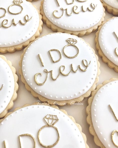 Tania’s Custom Cookies on Instagram: “Congrats to the bride-to-be and her “I Do Crew”! 🤍🤍#idocrew #bachelorettecookies #bridalshowercookies  #customcookies #decoratedcookies…” Bachlorette Cookie Ideas, Cookies Bride To Be, Bride Tribe Cookies, I Do Crew Cookies, Bridal Proposal Cookies, Bridal Party Proposal Cookies, Team Bride Cookies, Bridesmaid Proposal Cookie Ideas, I Do Crew Proposal