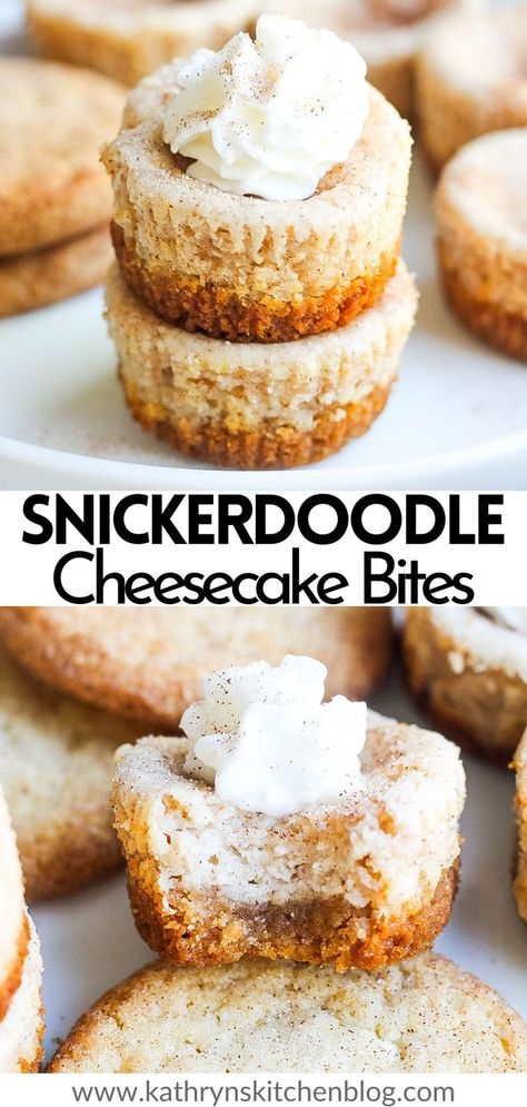 These snickerdoodle cheesecake bites are easy, spiced, sweet, and creamy! Perfect for any occasion whenever you're wanting a yummy cheesecake snack! #cheesecake #cheesecakebites #snickerdoodles #easydessert #bake Cheesecake Cupcakes Recipe, Chocolate Crinkle Cookies Recipe, Snickerdoodle Cheesecake, Mini Cheesecake Bites, Cheesecake Bites Recipe, Crinkle Cookies Recipe, International Desserts, Chocolate Crinkle, Yummy Cheesecake