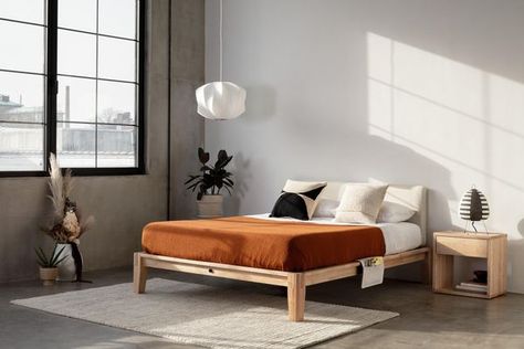 Thuma Bed, Bed Inspo, Platform Bed Designs, Studio Bed, Colorful Headboard, Japanese Joinery, Simple Bed, New Beds, Platform Bed Frame