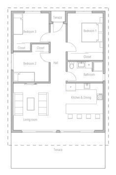 Small House Kits, Sloping Lot House Plan, Small Modern House Plans, Three Bedroom House Plan, Affordable House Plans, Best Modern House Design, House Plans 3 Bedroom, Small House Floor Plans, House Construction Plan