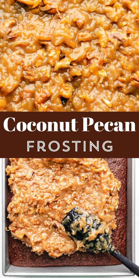 Frosting For German Chocolate Cake, German Chocolate Cake Frosting, Easy Icing Recipe, Chocolate Cake Frosting, Pecan Frosting, Coconut Icing, Dessert Waffles, Coconut Pecan Frosting, Frosting Recipes Easy