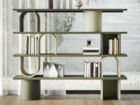 Modular bookcase | Model 'Libera Round' | Ronda Design Modular Shelves, Curved Bookshelf Wall, Display Unit Design, Book Cabinet Design, Rounded Bookshelf, Curved Shelving, Curvy Bookcase, Book Rack, Curved Library Shelving