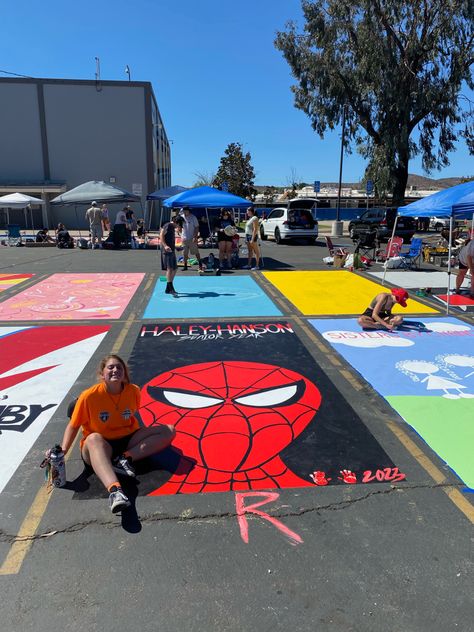 Senior parking spot. Spider-Man parking spot for seniors year. Spider-man Senior Parking Spot, Senior Parking Space Ideas Spiderman, Spiderman Parking Spot Painting, Senior Parking Spaces Spiderman, Batman Senior Parking Spot, Spiderman Senior Parking Spot, Spider Man Parking Spot, Senior Year Parking Spot Ideas Boys, Marvel Parking Spot Painting