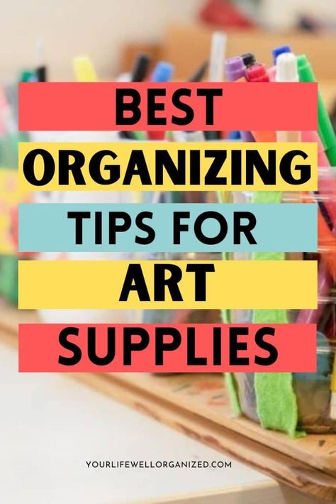 Having a space to be creative and express yourself through art can be therapeutic, but how do you keep it all organized? Here are ideas and tips for organizing art supplies anywhere in your home. Shelving For Art Studio, Organize Art Supplies Small Spaces, Wall Storage For Art Supplies, Ways To Store Art Supplies, Organizing Art Supplies Small Spaces, Storage Ideas For Art Supplies, Craft Drawer Organization Art Supplies, Diy Paint Organizer Organization Ideas, Diy Art Supply Organizer