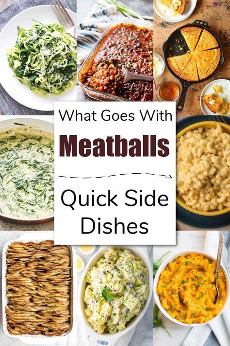 Make meal time more exciting by learning what to serve with meatballs by experimenting with new side dishes. via @savorandsavvy What To Serve Meatballs With, Turkey Meatballs Side Dishes, Sides For Chicken Meatballs, Meatball Sides Dinners, Sides For Turkey Meatballs, Side For Meatballs, What To Serve With Bbq Meatballs, Sides To Go With Meatballs, What Goes With Meatball Subs