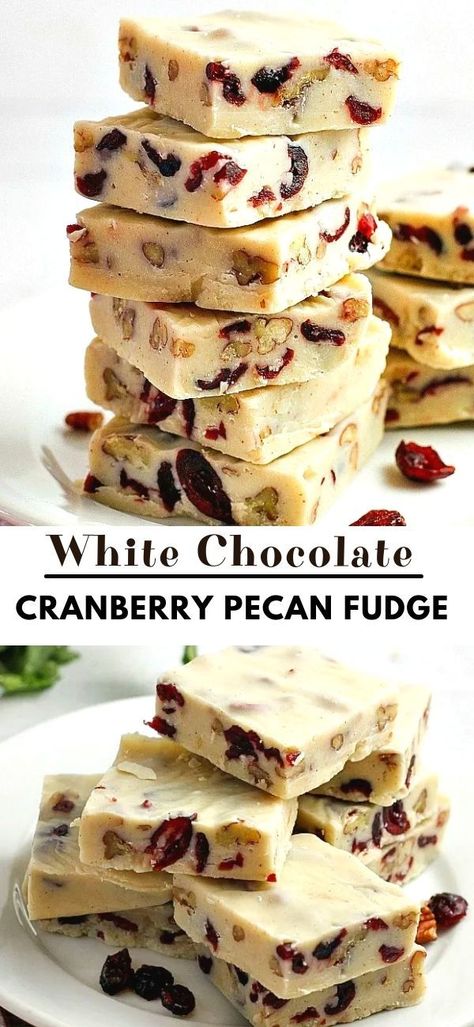 Pecan Fudge, Cranberry Fudge, Eggnog Fudge, Holiday Fudge, Chocolate Cranberry, Fudge Recipes Easy, Holiday Dessert Recipes, White Chocolate Cranberry, Chocolate Pecan