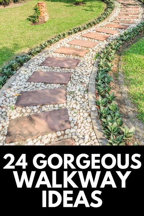 Front Walkway Landscaping, Stone Walkways, Backyard Walkway, Walkway Landscaping, Side Yard Landscaping, Outdoor Walkway, Pathway Landscaping, Paver Walkway, Walkway Ideas