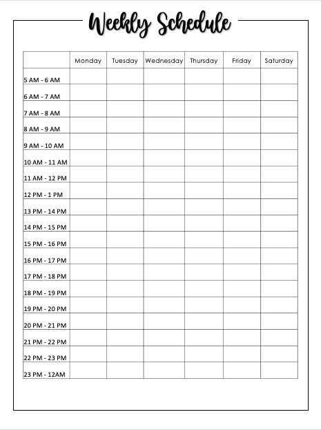 Weekly Schedule for students University Schedule Template, Student Timetable Daily Schedules, Semester Overview Template, Schedule Astetic, Weekly Timetable Template Aesthetic, Weekly Planner Template Student, Schedule For Students, College Schedule Organization, Template For Schedule