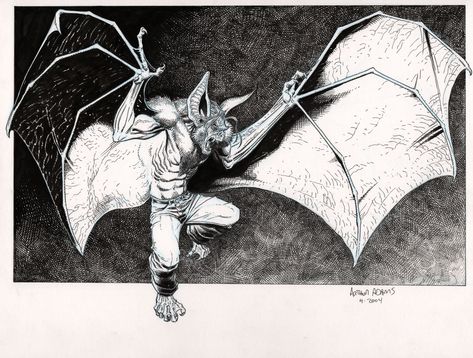 Man-Bat, in Fabio C.'s Superheroes - Covers, Commissions & Pin-ups Comic Art Gallery Room - 755495 Man Bat, Arthur Adams, The Bat Man, Bristol Board, Comic Book Artists, Comic Illustration, Hero Arts, Featured Art, Comic Artist