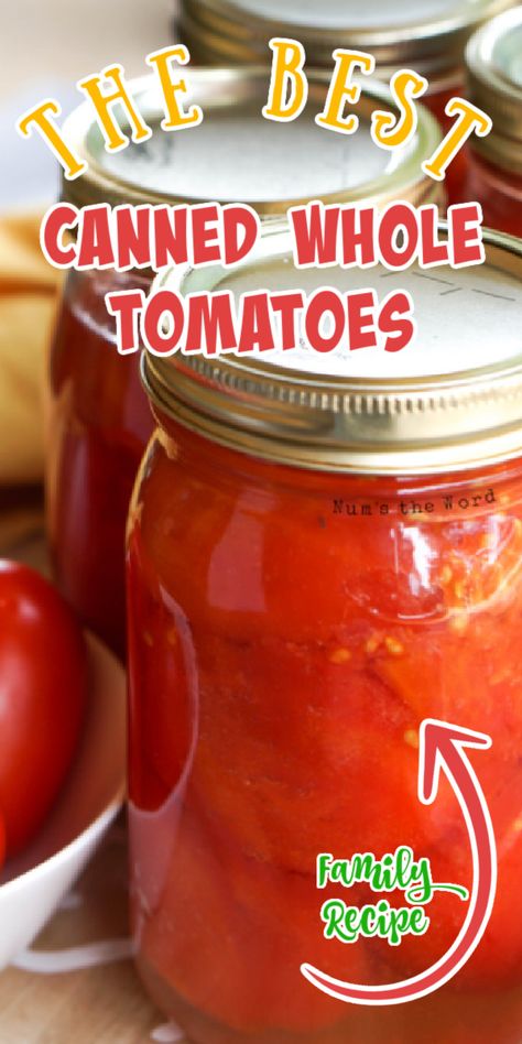 Learning How to Can Tomatoes can be intimidating if it’s your first time.  Don’t worry, I'll teach you all the tricks with this step-by-step guide so that you have GREAT results every time!  Whether your canning whole tomatoes, diced tomatoes or anything in between, this recipe for will give you the best results without a pressure cooker! #howtocantomatoes #canningtomatoes #tomatoes #wholetomatoes #dicedtomatoes #guide #tutorial #numstheword #gardentomatoes #romatomatoes #foodstorage Canned Whole Tomatoes, Oven Canning Tomatoes, How To Can Whole Tomatoes, Can Whole Tomatoes, Canning Whole Tomatoes Recipes, Canning Marinated Tomatoes, Canned Whole Tomato Recipes, What To Make With Ripe Tomatoes, How To Can Tomatoes Easy