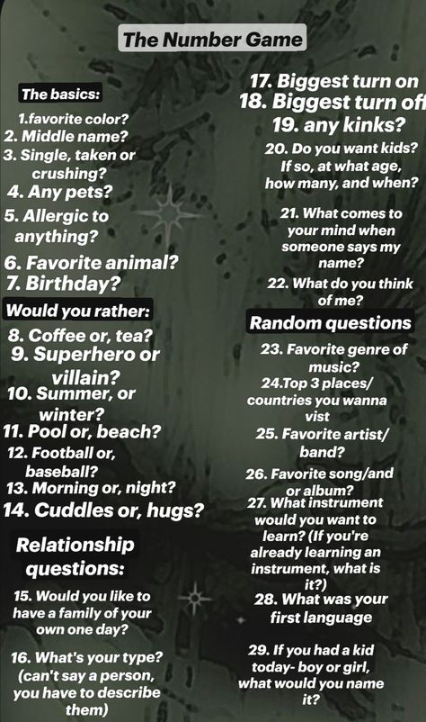 Here's a fun game to play with any and all of your friends. How to play: one person says a number and the other one has to answer the question attached to the number :) Enjoy:)))) Number Game For Friends, Questions To Play With Friends, Question Game To Play With Your Crush, Pick A Number Game, Games To Play On Chat, Games To Play With Him Over Text, Games To Play With Bestie Over Text, Challenges To Do With Friends Over Text, Games To Play On Text Messages