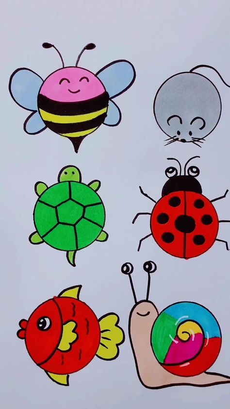 Paper Flower Crafts For Kids, Flower Crafts For Kids, Hand Art Kids, Crafts For Kids Paper, Bee Drawing, Easy Animal Drawings, Art Kits For Kids, Easy Art For Kids